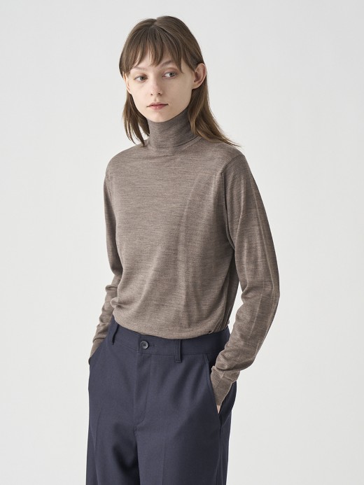 タートルネック長袖ニットプルオーバー | LENA | 30G MODERN FIT 詳細画像 MUSHROOM 3