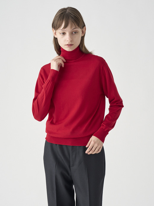 タートルネック長袖ニットプルオーバー | LENA | 30G MODERN FIT 詳細画像 RUBY RED 3