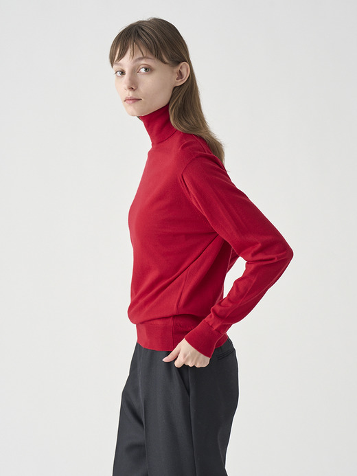 タートルネック長袖ニットプルオーバー | LENA | 30G MODERN FIT 詳細画像 RUBY RED 5