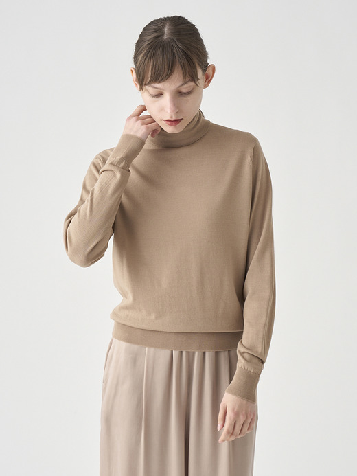 タートルネック長袖ニットプルオーバー | LENA | 30G MODERN FIT 詳細画像 TOASTED ALMOND 3