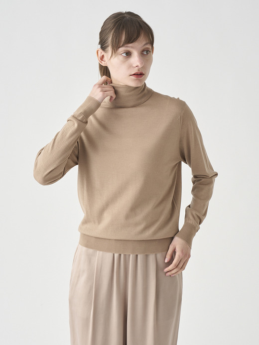 タートルネック長袖ニットプルオーバー | LENA | 30G MODERN FIT 詳細画像 TOASTED ALMOND 4
