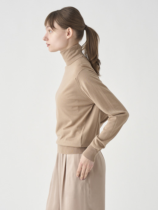 タートルネック長袖ニットプルオーバー | LENA | 30G MODERN FIT 詳細画像 TOASTED ALMOND 5