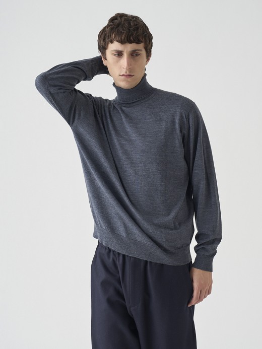 タートルネック長袖ニットプルオーバー | LEVINE | 30G MODERN FIT 詳細画像 CHARCOAL 3