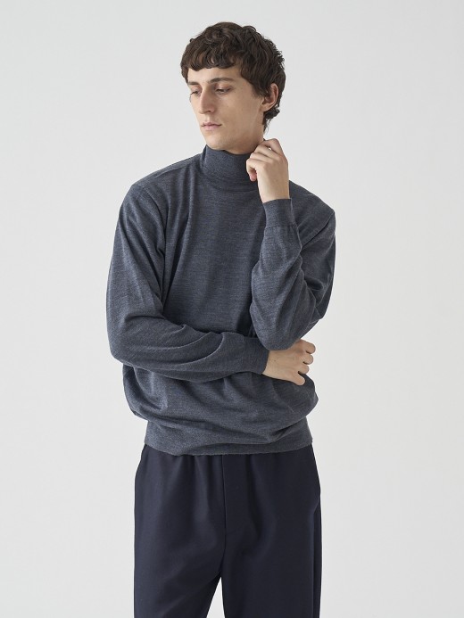 タートルネック長袖ニットプルオーバー | LEVINE | 30G MODERN FIT 詳細画像 CHARCOAL 4