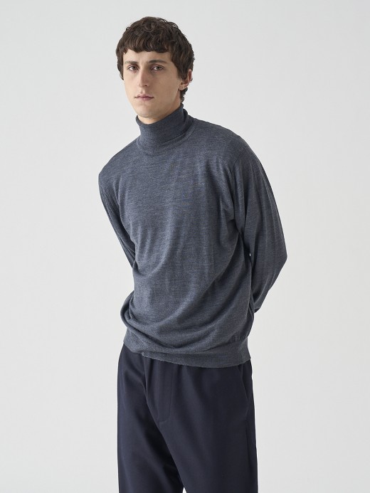 タートルネック長袖ニットプルオーバー | LEVINE | 30G MODERN FIT 詳細画像 CHARCOAL 5