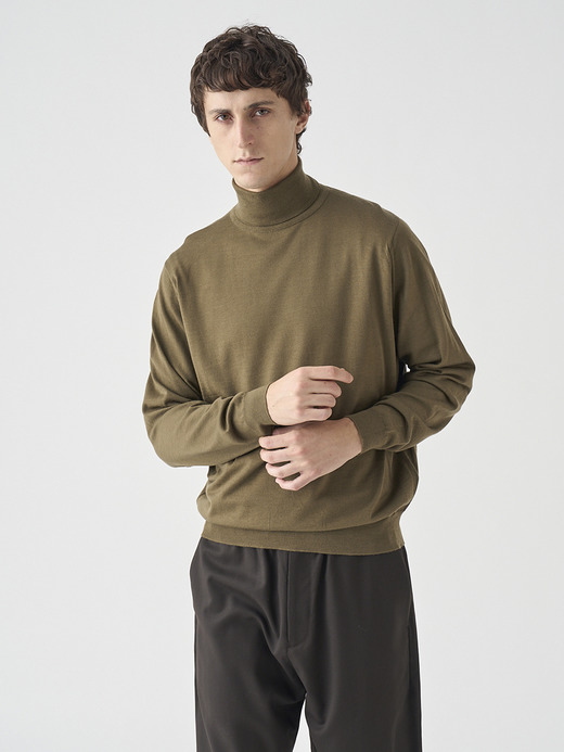 タートルネック長袖ニットプルオーバー | LEVINE | 30G MODERN FIT 詳細画像 REWILDING GREEN 7