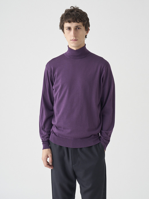 タートルネック長袖ニットプルオーバー | LEVINE | 30G MODERN FIT 詳細画像 VELVET PLUM 1