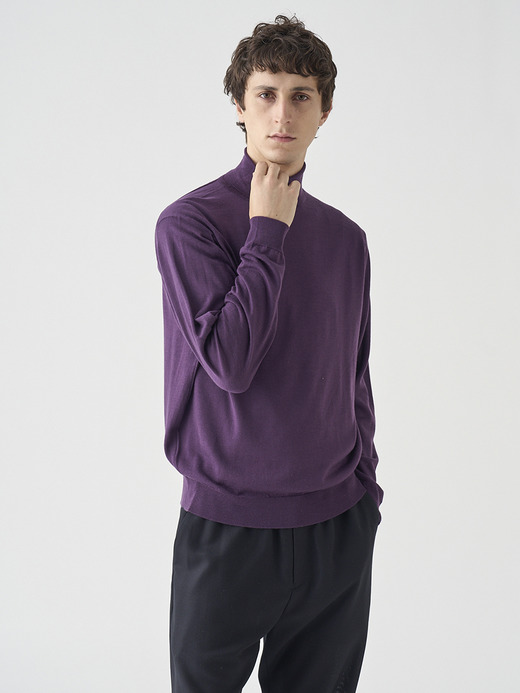 タートルネック長袖ニットプルオーバー | LEVINE | 30G MODERN FIT 詳細画像 VELVET PLUM 4