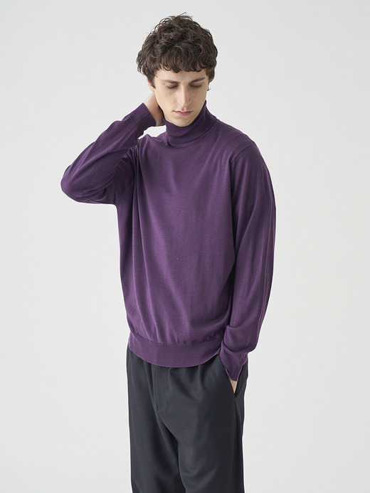 タートルネック長袖ニットプルオーバー | LEVINE | 30G MODERN FIT 詳細画像 VELVET PLUM 5