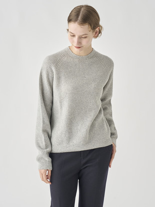 ［Eco Cashmere］カシミヤ混 リブクルーネックニットプルオーバー | LYLLA | 7G