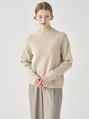 ［Eco Cashmere］カシミヤ混 リブクルーネックニットプルオーバー | LYLLA | 7G