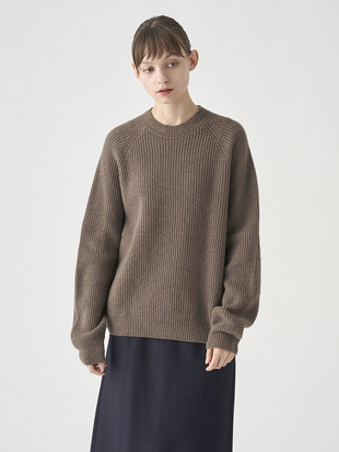 ［Eco Cashmere］カシミヤ混 リブクルーネックニットプルオーバー | LYLLA | 7G
