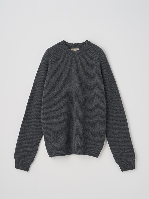 ［Eco Cashmere］カシミヤ混 リブクルーネックニットプルオーバー | LYLLA | 7G 詳細画像 DARK ASH 2