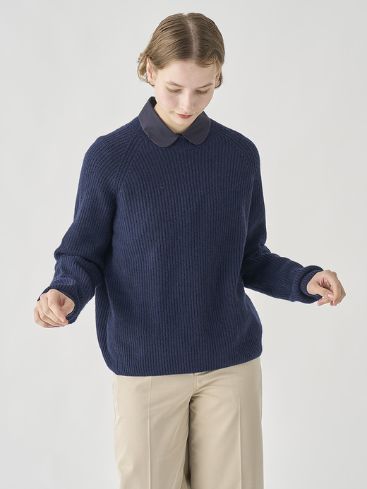 ［Eco Cashmere］カシミヤ混 リブクルーネックニットプルオーバー | LYLLA | 7G 詳細画像 MIDNIGHT 3