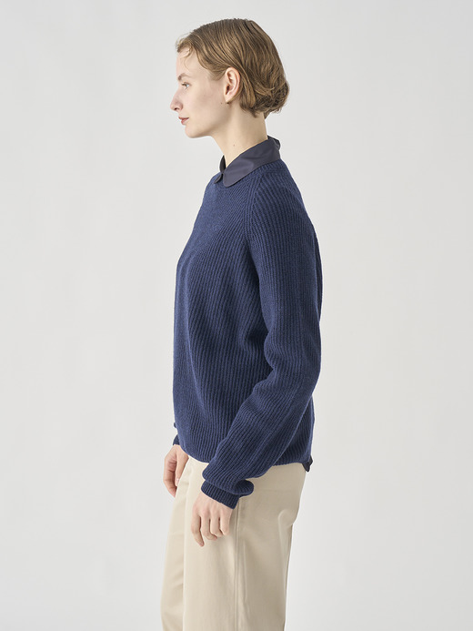 ［Eco Cashmere］カシミヤ混 リブクルーネックニットプルオーバー | LYLLA | 7G 詳細画像 MIDNIGHT 4