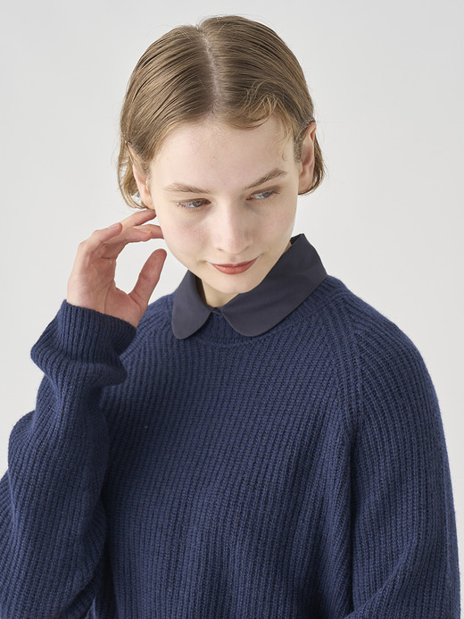 ［Eco Cashmere］カシミヤ混 リブクルーネックニットプルオーバー | LYLLA | 7G 詳細画像 MIDNIGHT 7