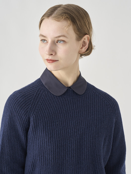 ［Eco Cashmere］カシミヤ混 リブクルーネックニットプルオーバー | LYLLA | 7G 詳細画像 MIDNIGHT 8