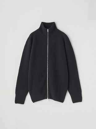 ［Eco Cashmere］カシミヤ混 フルジップスタンドネック長袖ドライバーズニットジャケット | MALLAM | EASY FIT 7G