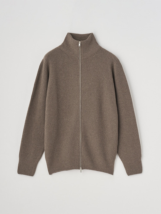 ［Eco Cashmere］カシミヤ混 フルジップスタンドネック長袖ドライバーズニットジャケット | MALLAM | EASY FIT 7G 詳細画像 TOAST 1