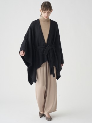 ［Eco Cashmere］カシミヤ混 ベルト付ニットポンチョ | MERIEL | 7G