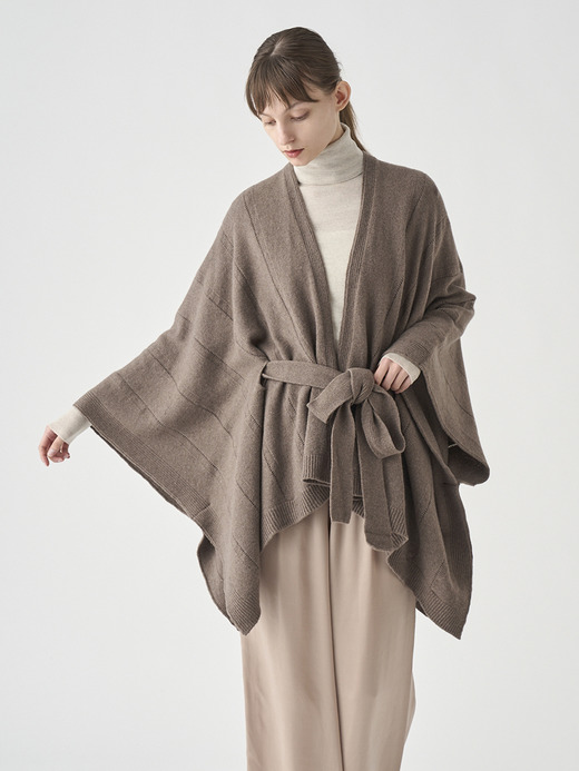 ［Eco Cashmere］カシミヤ混 ベルト付ニットポンチョ | MERIEL | 7G 詳細画像 TOAST 3