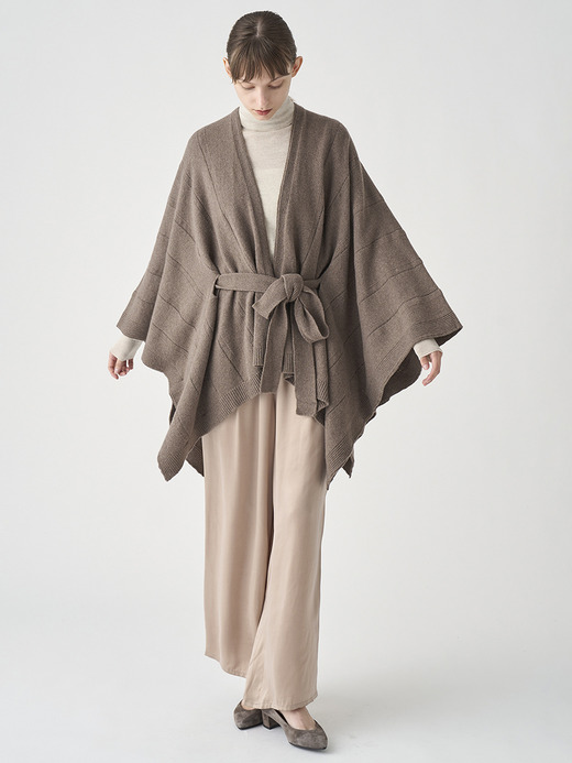 ［Eco Cashmere］カシミヤ混 ベルト付ニットポンチョ | MERIEL | 7G 詳細画像 TOAST 4