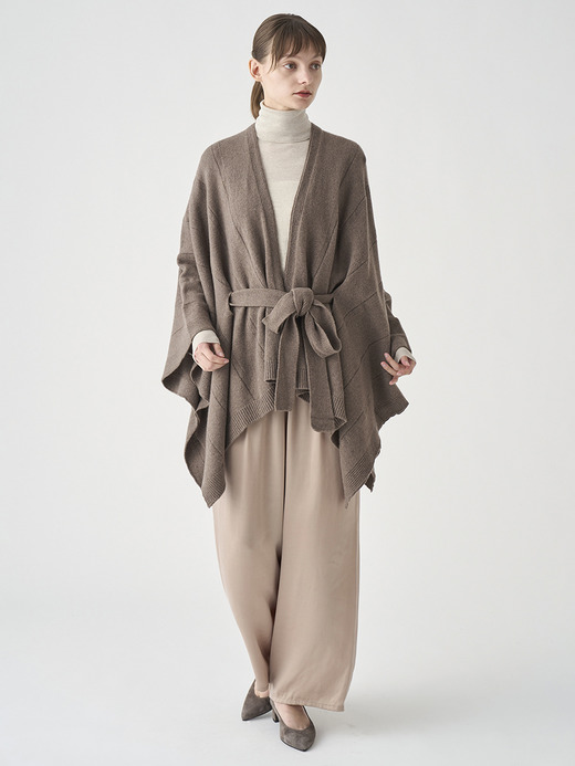 ［Eco Cashmere］カシミヤ混 ベルト付ニットポンチョ | MERIEL | 7G 詳細画像 TOAST 5