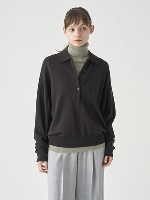 オーバーサイズ長袖ニットポロシャツ | MILBURN | 24G MODERN FIT