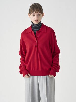 オーバーサイズ長袖ニットポロシャツ | MILBURN | 24G MODERN FIT