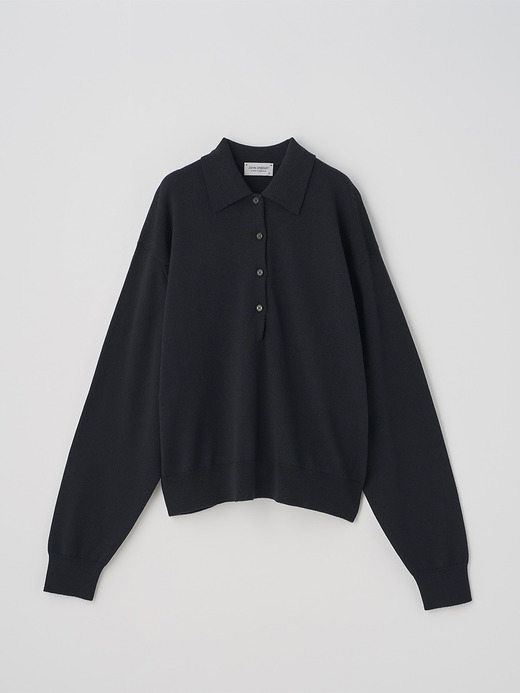 オーバーサイズ長袖ニットポロシャツ | MILBURN | 24G MODERN FIT 詳細画像 BLACK 2