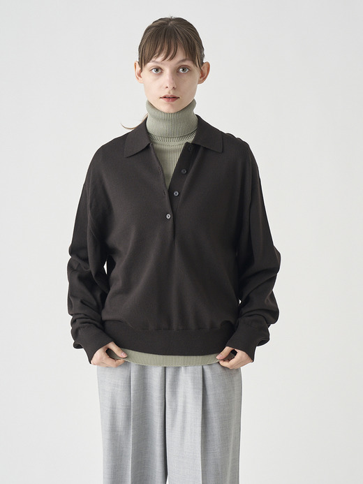 オーバーサイズ長袖ニットポロシャツ | MILBURN | 24G MODERN FIT 詳細画像 FAULKNER BROWN 3