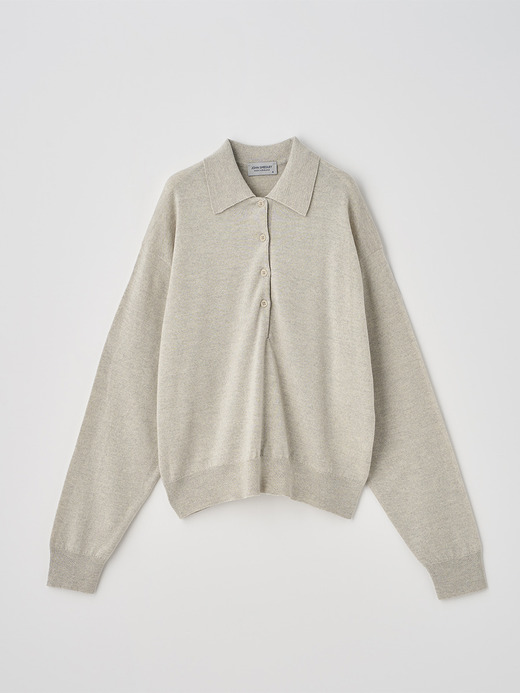 オーバーサイズ長袖ニットポロシャツ | MILBURN | 24G MODERN FIT 詳細画像 GREY FLEECE 1