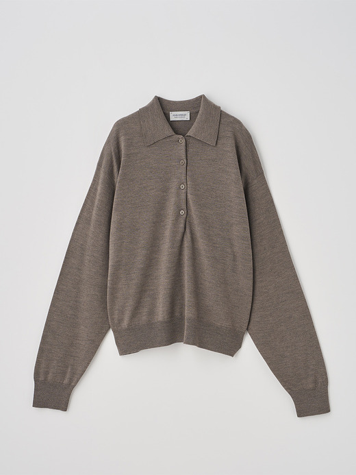 オーバーサイズ長袖ニットポロシャツ | MILBURN | 24G MODERN FIT 詳細画像 MUSHROOM 1
