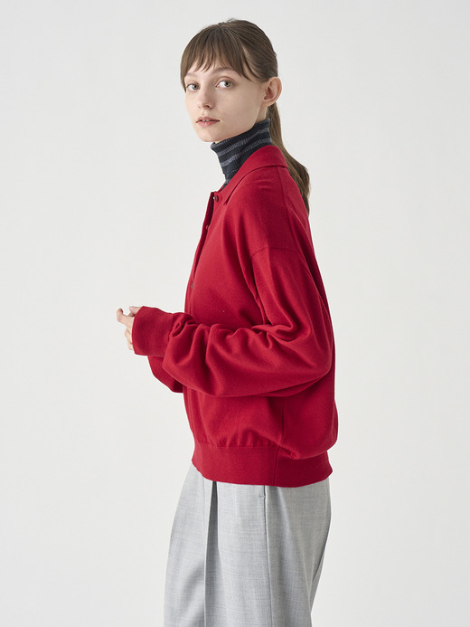 オーバーサイズ長袖ニットポロシャツ | MILBURN | 24G MODERN FIT 詳細画像 RUBY RED 6