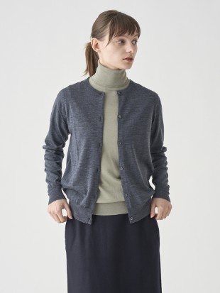 クルーネック長袖ニットカーディガン | MILLY | 30G MODERN FIT