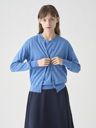 クルーネック長袖ニットカーディガン | MILLY | 30G MODERN FIT