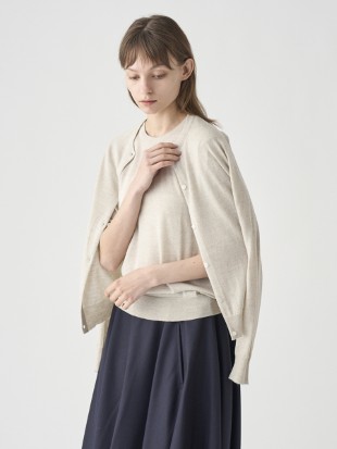 クルーネック長袖ニットカーディガン | MILLY | 30G MODERN FIT