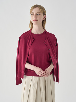 クルーネック長袖ニットカーディガン | MILLY | 30G MODERN FIT