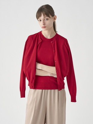 クルーネック長袖ニットカーディガン | MILLY | 30G MODERN FIT