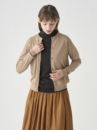 クルーネック長袖ニットカーディガン | MILLY | 30G MODERN FIT