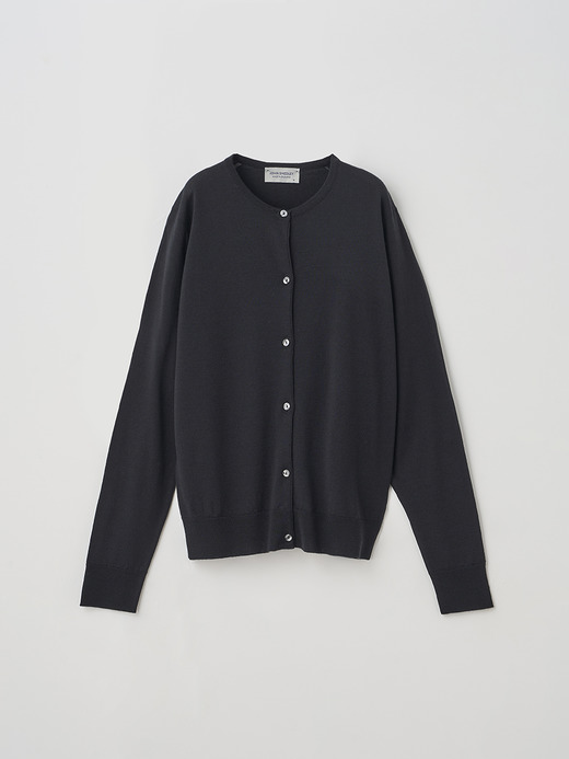 クルーネック長袖ニットカーディガン | MILLY | 30G MODERN FIT 詳細画像 BLACK 1