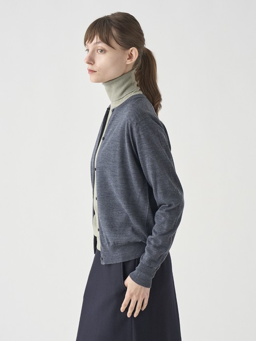 クルーネック長袖ニットカーディガン | MILLY | 30G MODERN FIT 詳細画像 CHARCOAL 3