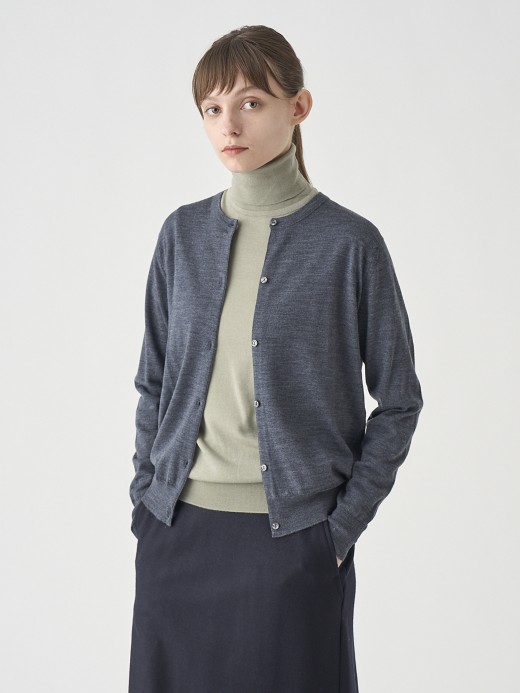 クルーネック長袖ニットカーディガン | MILLY | 30G MODERN FIT 詳細画像 CHARCOAL 4