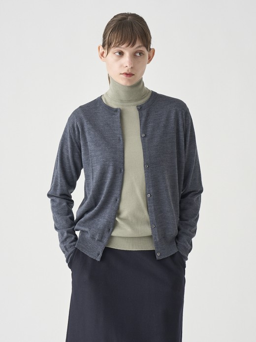 クルーネック長袖ニットカーディガン | MILLY | 30G MODERN FIT 詳細画像 CHARCOAL 5
