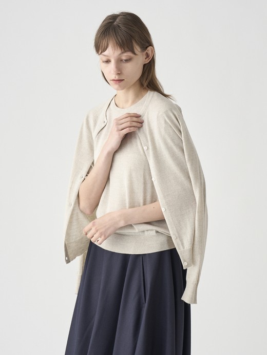 クルーネック長袖ニットカーディガン | MILLY | 30G MODERN FIT 詳細画像 GREY FLEECE 1