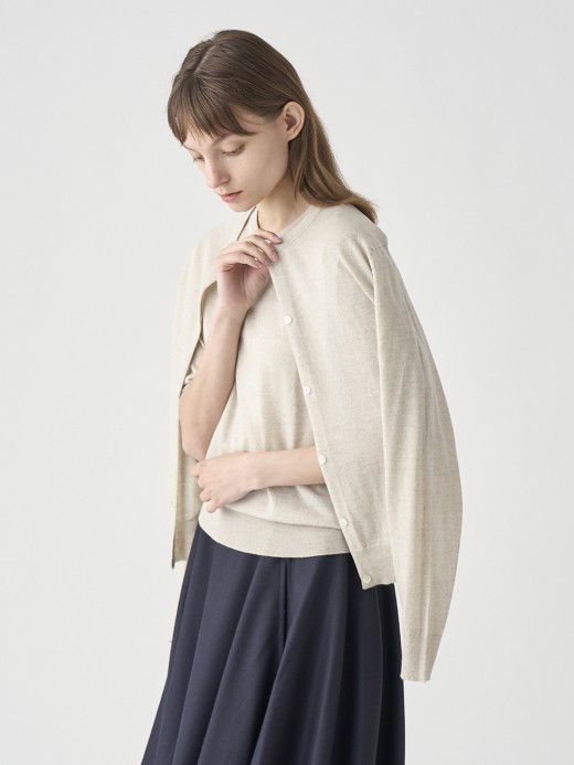 クルーネック長袖ニットカーディガン | MILLY | 30G MODERN FIT 詳細画像 GREY FLEECE 2