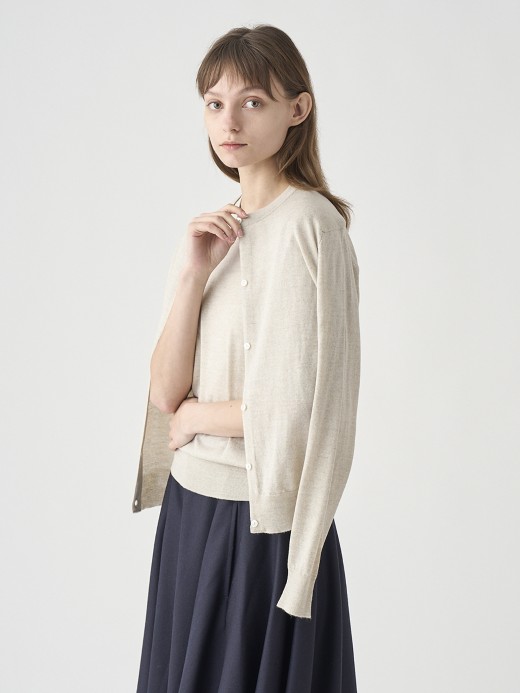 クルーネック長袖ニットカーディガン | MILLY | 30G MODERN FIT 詳細画像 GREY FLEECE 3