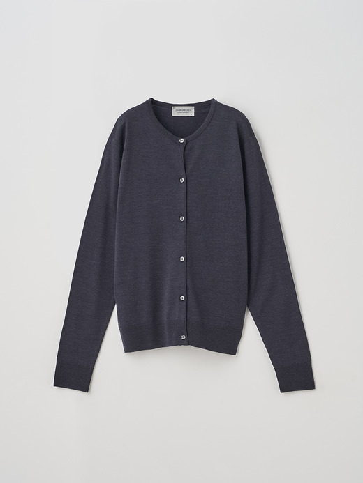 クルーネック長袖ニットカーディガン | MILLY | 30G MODERN FIT 詳細画像 HEPBURN SMOKE 1