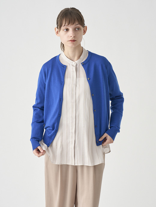 クルーネック長袖ニットカーディガン | MILLY | 30G MODERN FIT 詳細画像 MAZARINE BLUE 4