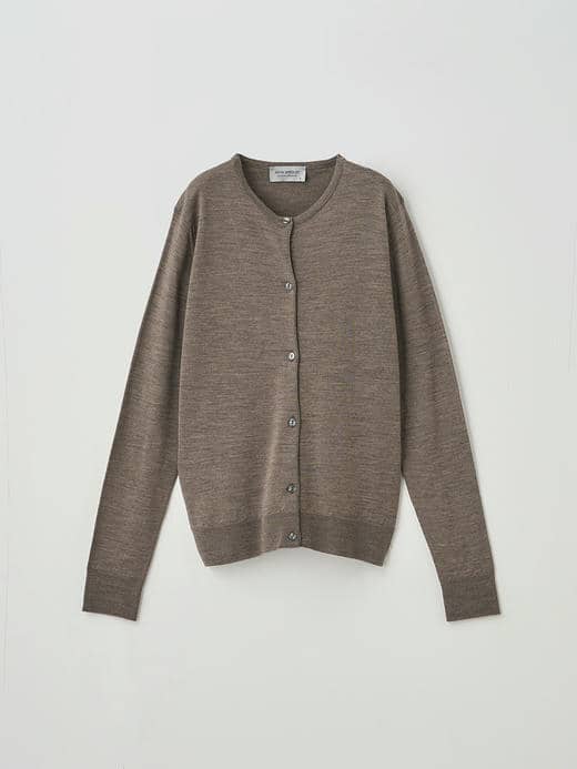 クルーネック長袖ニットカーディガン | MILLY | 30G MODERN FIT 詳細画像 MUSHROOM 1